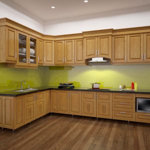 Tủ bếp gỗ tự nhiên sồi